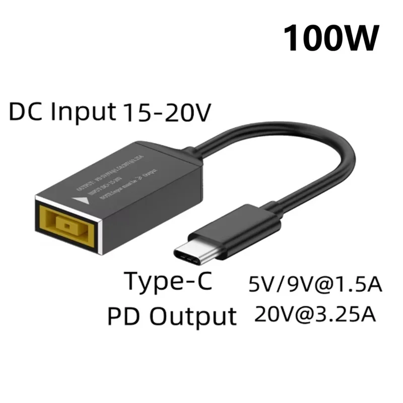 140W 100W 65W Square Plug To Type-C 5V/9V/20V PD Adapter USB C Power Converter Charging Cable for Lenovo Laptop Charger Adapter