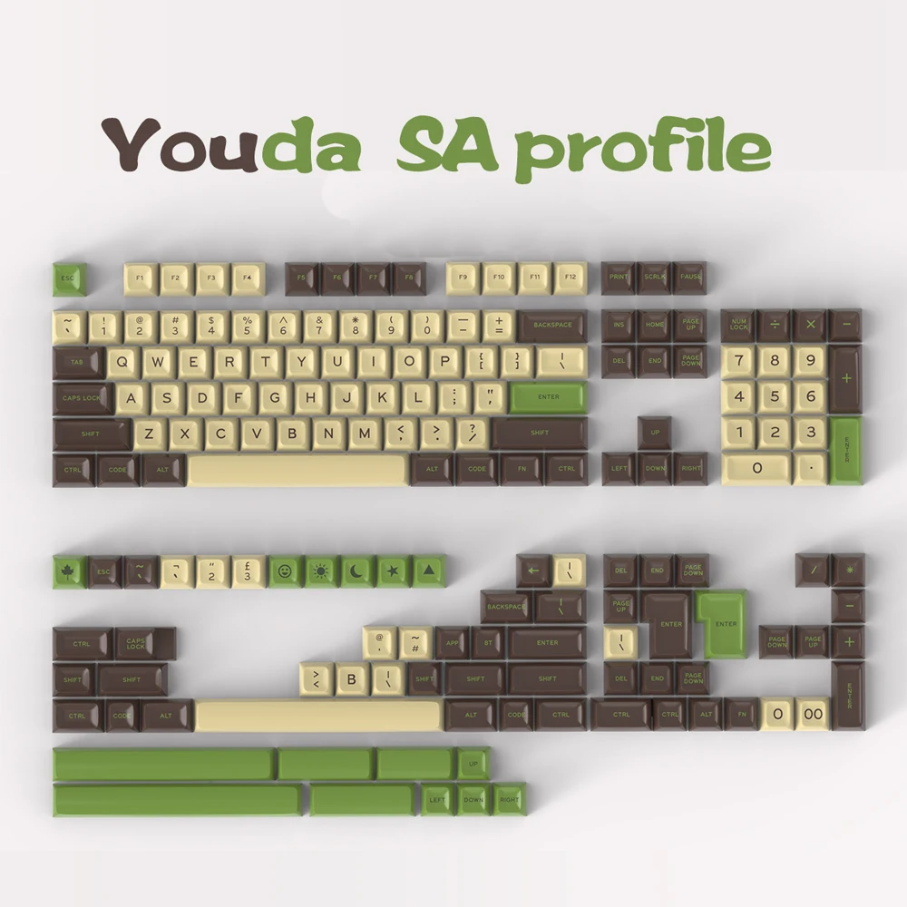 Youda keycaps SA profile Doubleshot ABS keycap 173keys for Mx switch keyboard