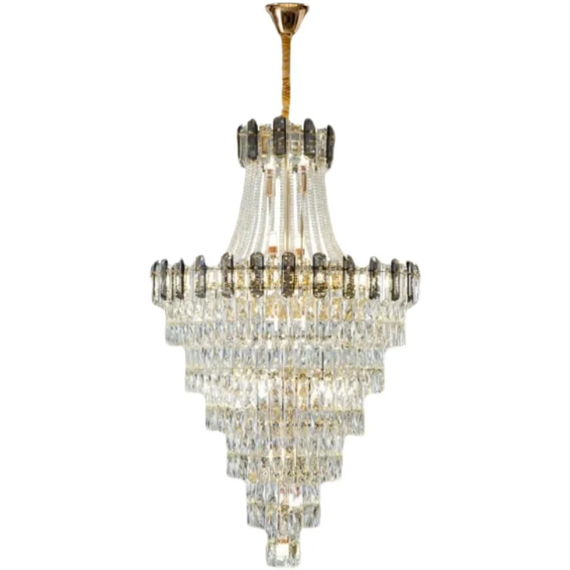 

Duplex building chandelier living room hotel large villa crystal light luxury building middle floor chandelier