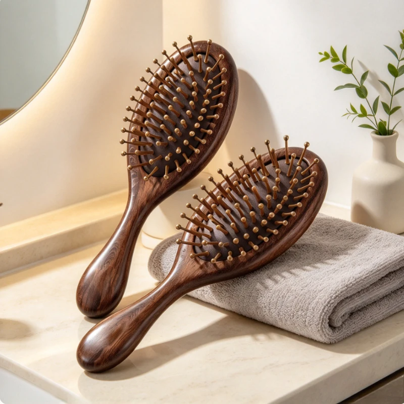Green Sandalwood Air Cushion Hair Brush for Men and Women, Flexible Scalp Massage Pad, Gentle Detangling and Moisture Resistance