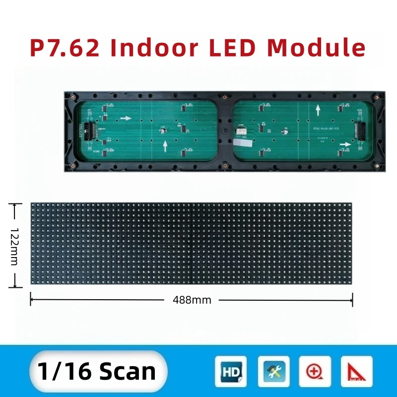 P7.62 Outdoor Waterproof Dual-Color LED Matrix – 488x244mm, 64x32 Resolution, for Public Info & Digital Signage