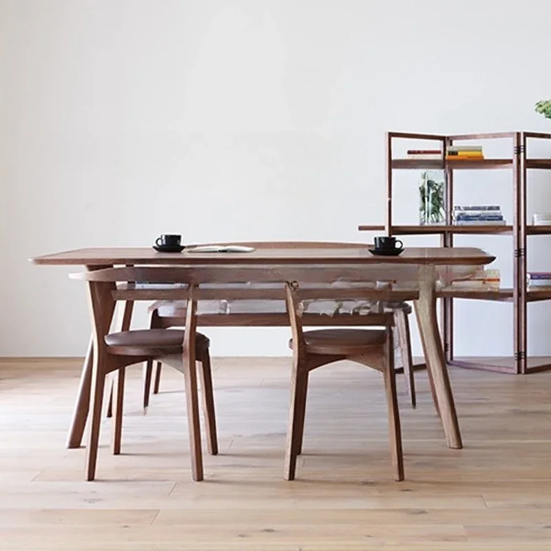 wood oak black walnut desk simple and environmentally friendly living room double rectangular round dining table