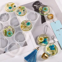 12pcs/set Round Goo Cards Mold Diy Double Hole Pendant Charms Epoxy Resin Silicone Mold for Keychain Jewelry Making Casting Tool