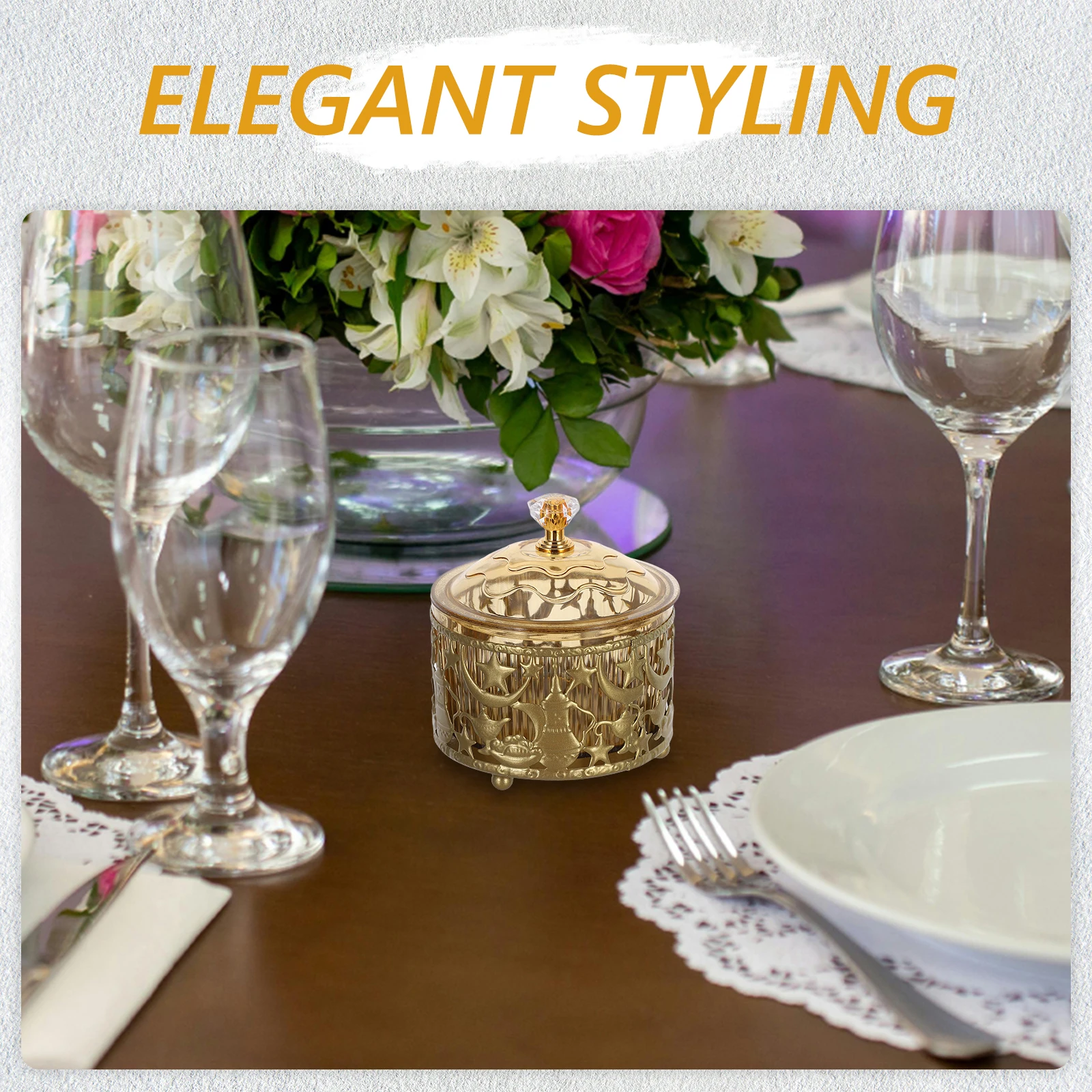 

Dish Tray Home Decor Food Storage Container Sweets Jar Lid Trinket Box Serving Ramadan Snack Eid Celebration