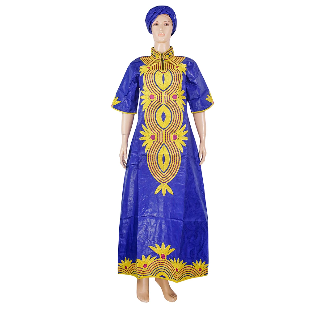 H&D Afrikaanse kleding voor vrouwen Bruiloft Borduren Bazin Turkije Jurken Afrikaanse jurken voor vrouwen Traditionele blauwe kleding