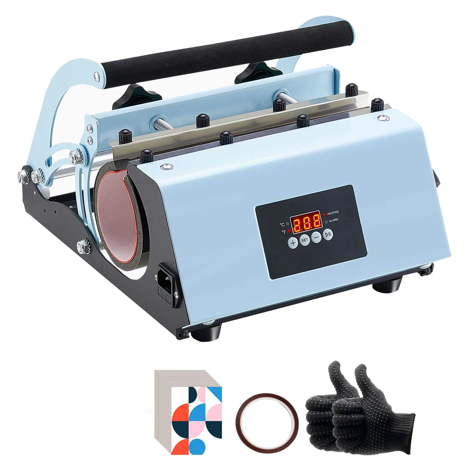 Tumbler Heat Press Machine, 11-30oz Mug, Up Fast and Even, with Sublimation Paper, Tape Gloves, Temp Time Setting, for, Cups