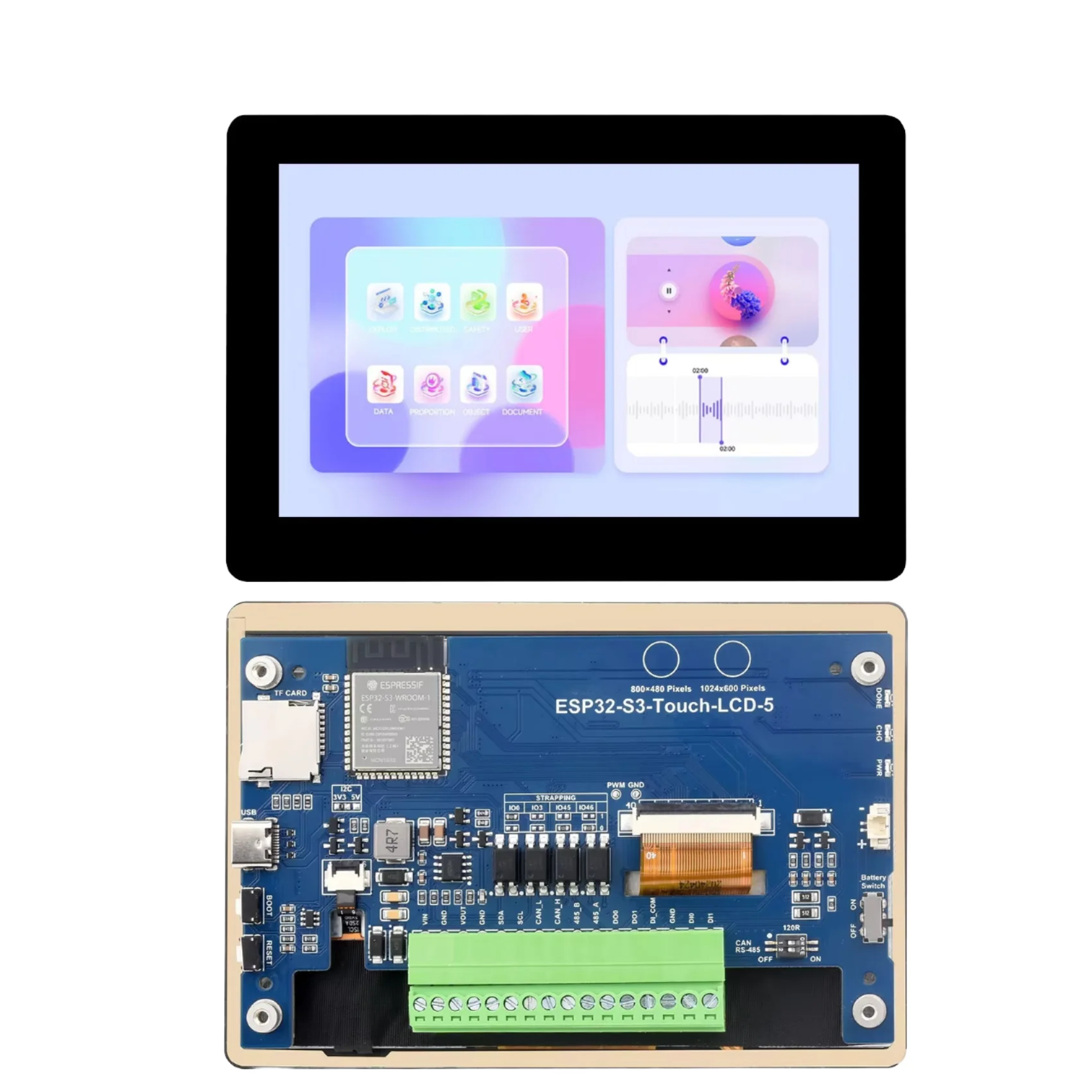 ESP32 S3 5-inch 800x480 LCD development board, capacitive touch screen, display TVBOX LVGL HMI sensor CAN RS485