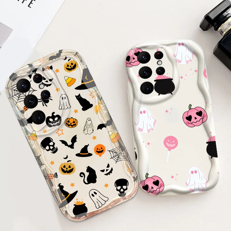 Disney Christmas Eve Skull For Samsung S24 S23 S21 S20 Ultra Plus FE A73 A72 A71 A51 A31 A05S A05 A04 5G Wave Oil Cover