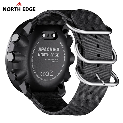 Imagen 2 del producto NORTH EDG APACHE-D Reloj de buceo digital gratuito para hombre Relojes deportivos al aire libre Barómetro de altitud Brújula Hora mundial Resistente al agua 100 M