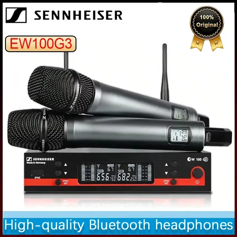 Sennheiser EW100G3 Microphone sans fil professionnel double pour sc�ne, 2 canaux, 600-699 MHz UHF, karaok�, micro portable en m�tal