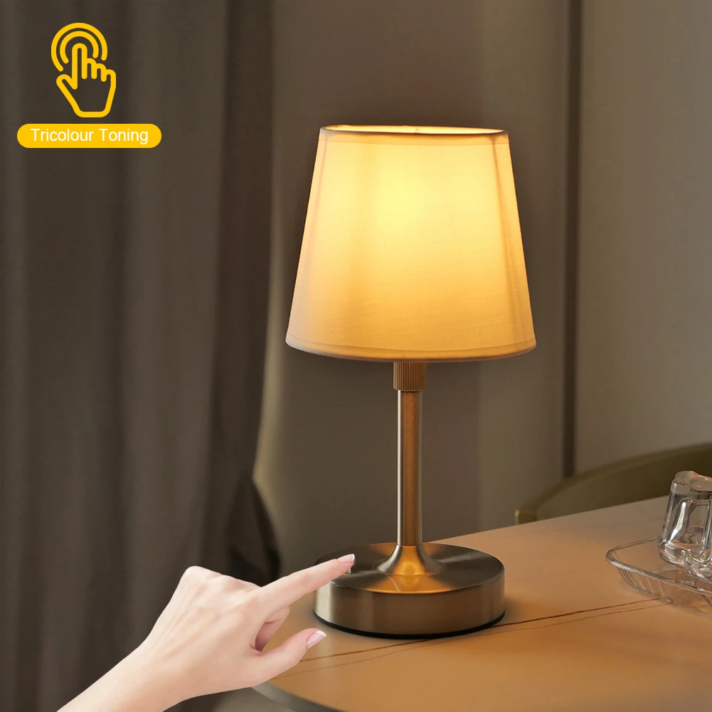 Cordless LED Metal Table Lamp USB Rechargeable 2200K Warm Light Bedside Dining Room Lamp Night Light for Dining Room Bedroom Bar