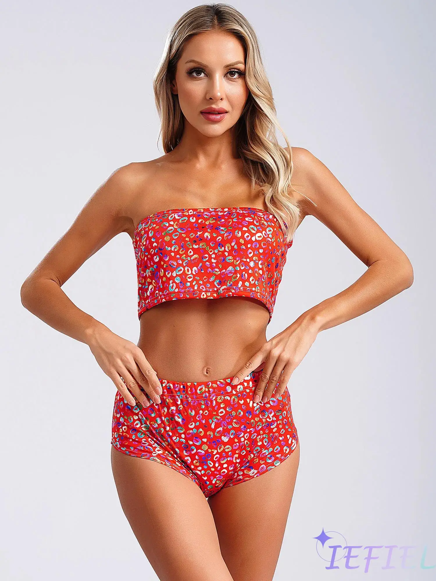 

Lady Streetwear Outfits Sexy Club Wear Strapless Crop Top & Hot Shorts for Women Going Out Rave Party Dance Sets Beach Bodysuit