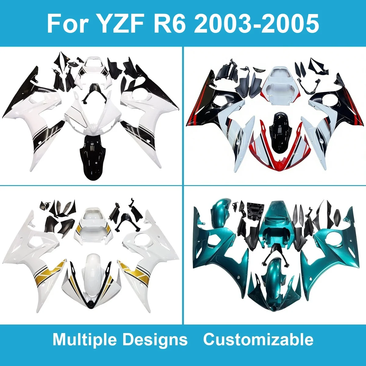 Full Body Fairing Kit for R6 2003-2005 5SL 600cc Injection Moulded ABS Plastic Bodywork Cowling Sets Protectors New
