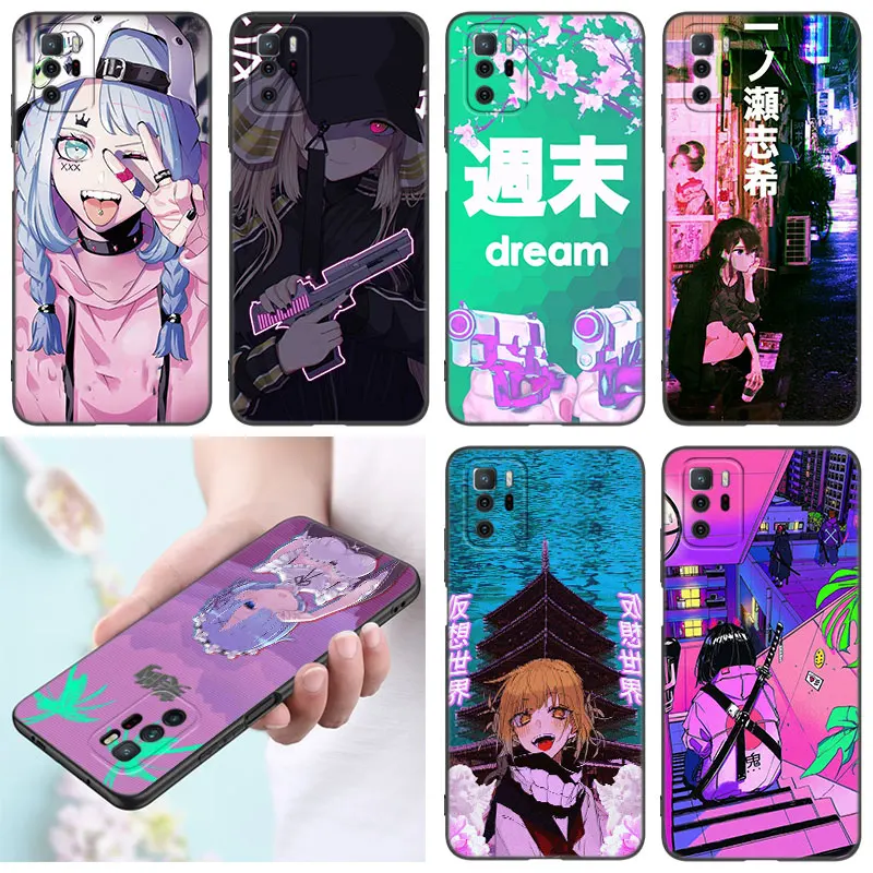 Anime Vaporwave Glitch Hot Black Silicone Phone Case For Xiaomi Redmi Note 10 11 11S 12 13 Pro 4G Plus 11T 5G 10S 12S