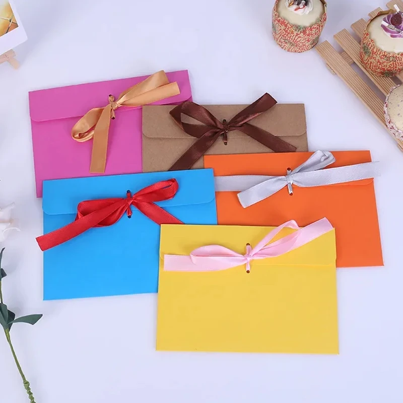 10pcs/  Rope random Special Paper Ribbon Bow Envelope