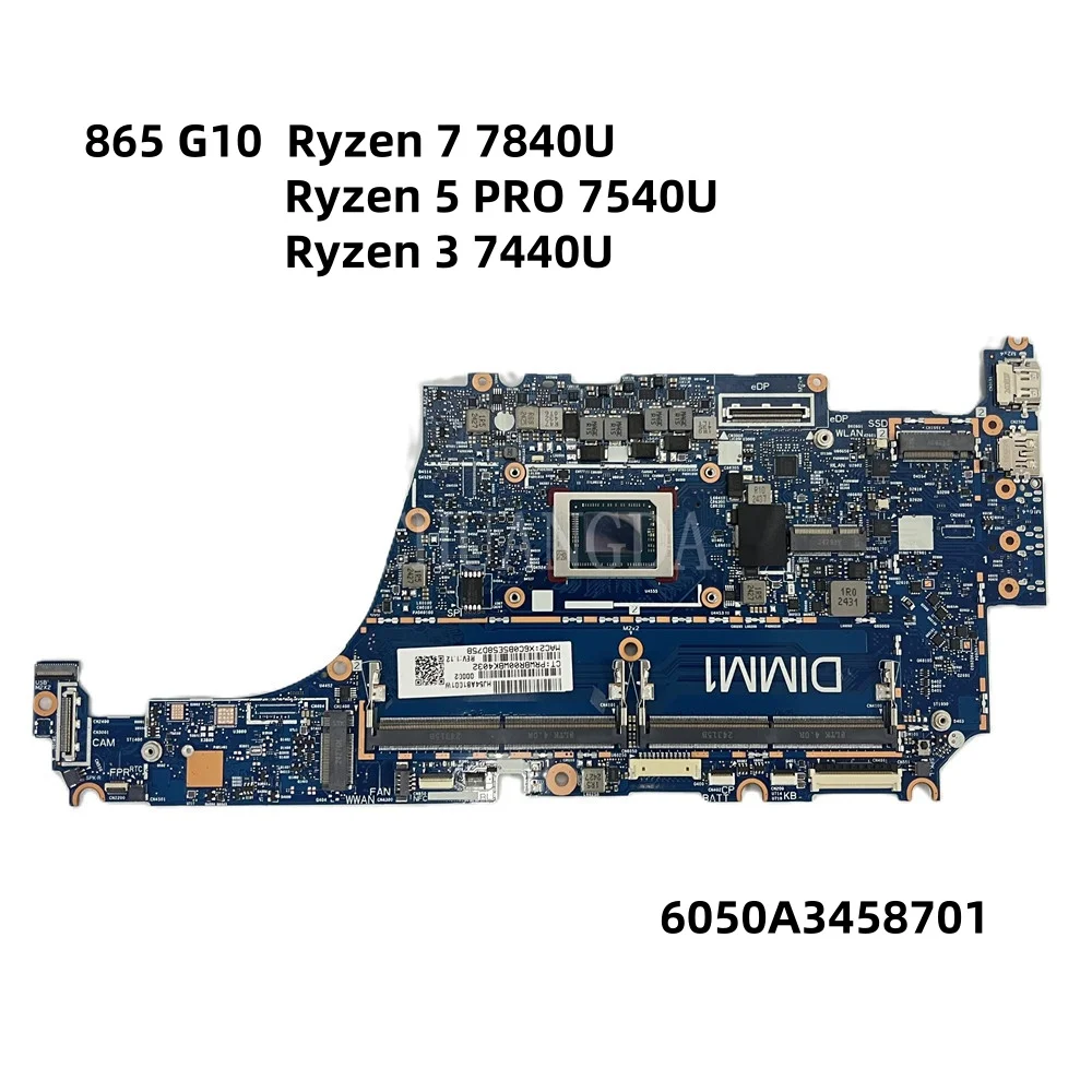 Para placa base de ordenador portátil Hp Elitebook 865 G10 6050A 3458701    Ryzen 7 7840U Ryzen 5 PRO 7540U integrado