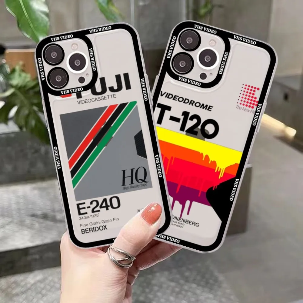 Retro VHS Video Tape Label Handy hülle für iPhone 15 13 14 Pro Max XS XR 12 11 Pro 13 Mini Soft Clear Rückseite