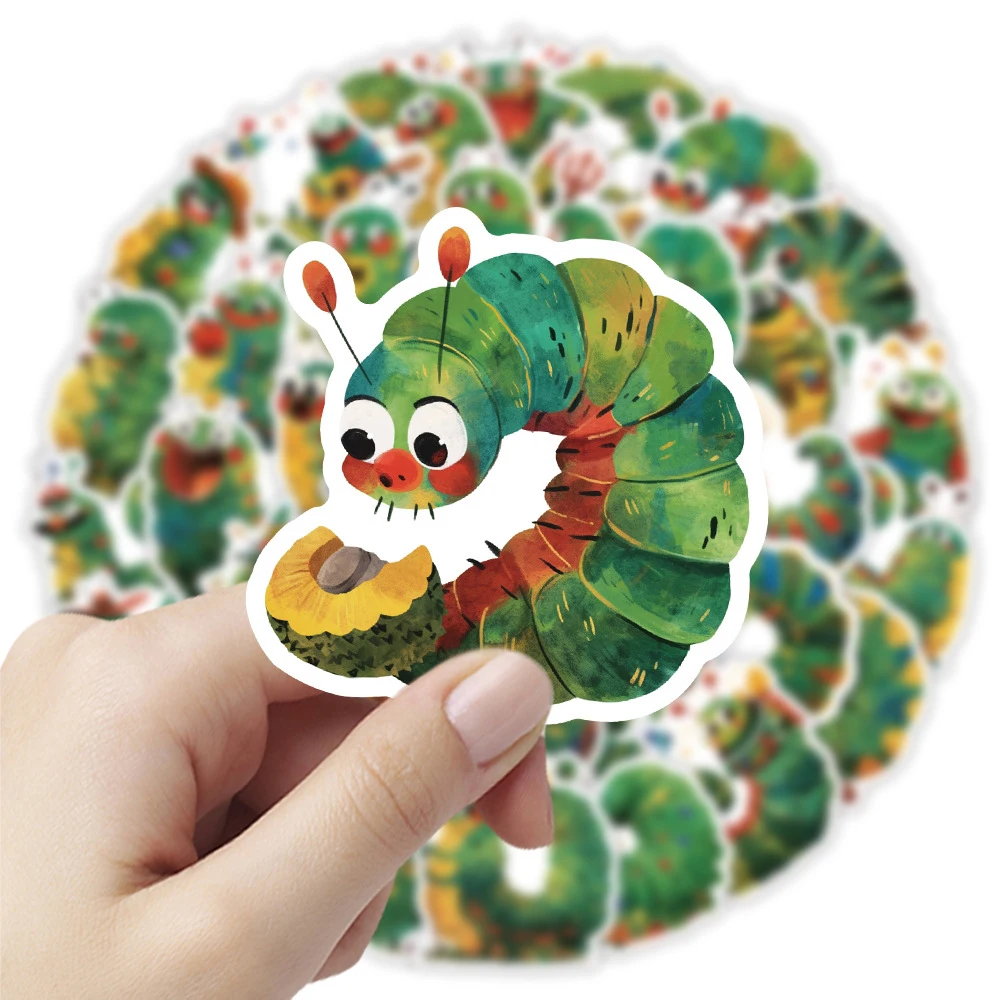 

10/30/50pcs Cartoon Greedy Caterpillar Stickers Cute Graffiti Decals for Kids Toy Scrapbook Laptop Diary Phone Sticker Wholesale