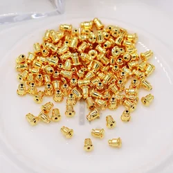 100Pcs Bullet Earring Backs for Stud Classic Gold Silver Plated Metal Plug Settings Base Ear Studs Stoppers DIY Jewelry Making