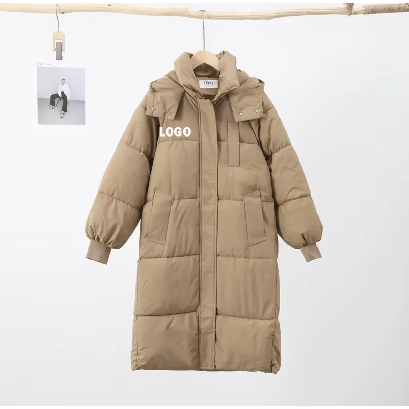 Parka de gola alta feminina, jaqueta personalizada para senhora, casaco midi solto, moda feminina, zíper de rua, monocromático, inverno