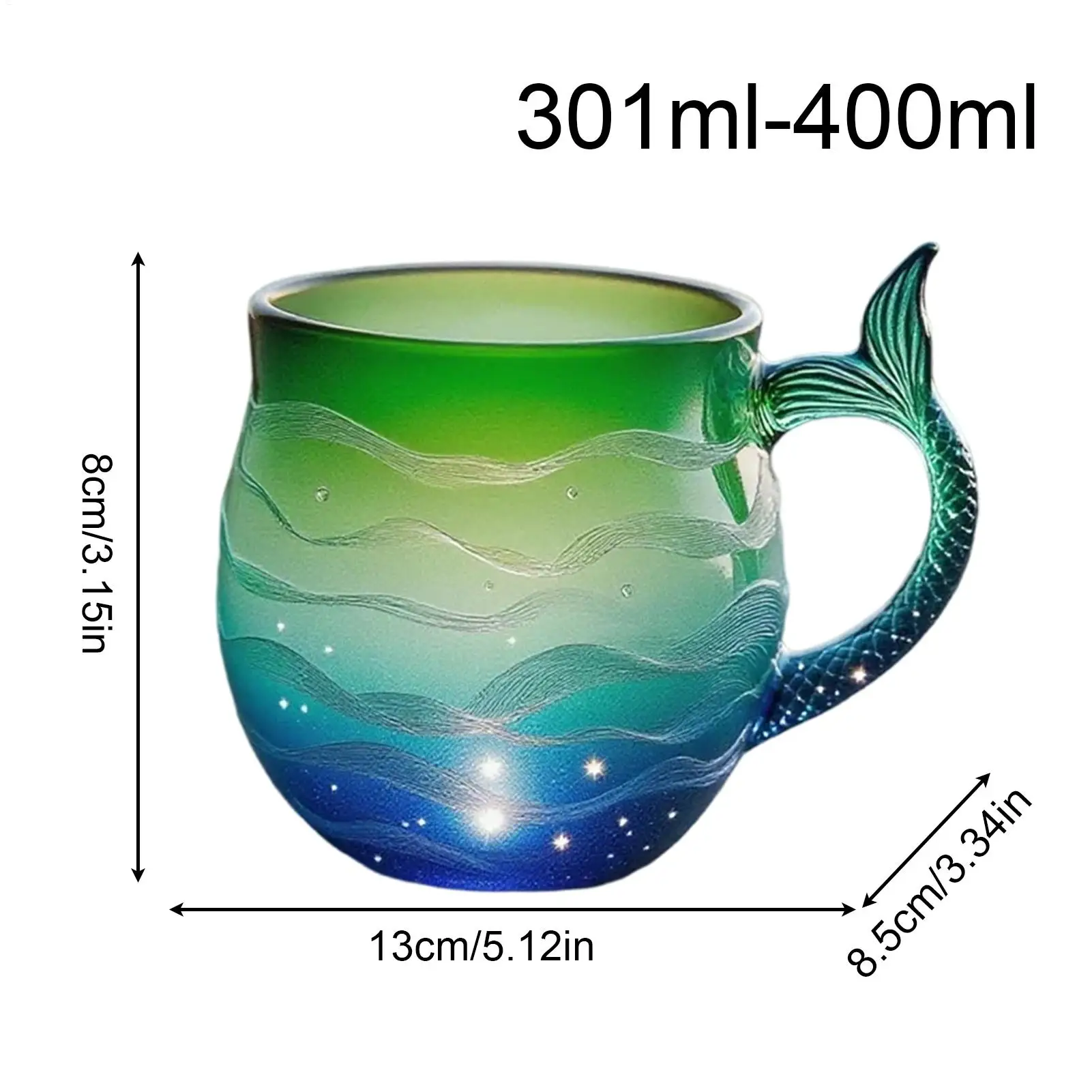 أكواب القهوة الزجاجية موجة البحر درينكوير كؤوس القهوة حورية البحر أكواب الشرب للمشروبات الباردة الساخنة الحليب عصير الماء ديكور المنزل