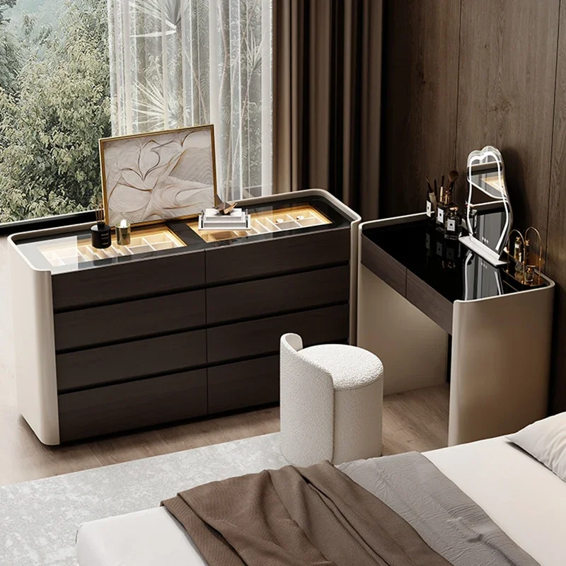 

Nordic Luxury Makeup Desk Modern Cream Style Jewelry Storage Cabinet Dressing Table Minimalism Home Furniture Tocador FYDT