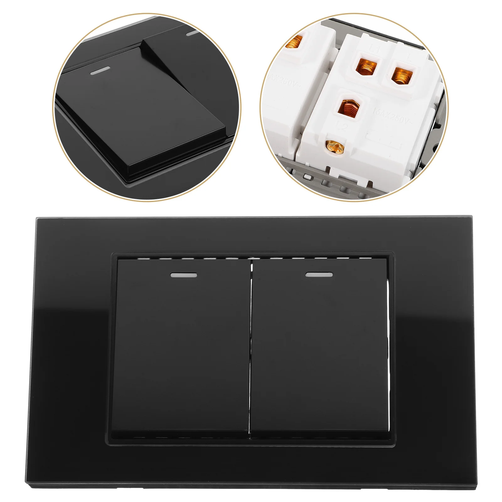 

Черная двухклавишная панель управления освещением для жилых и коммерческих помещений, устойчивая к высоким температурам, надежная конструкция