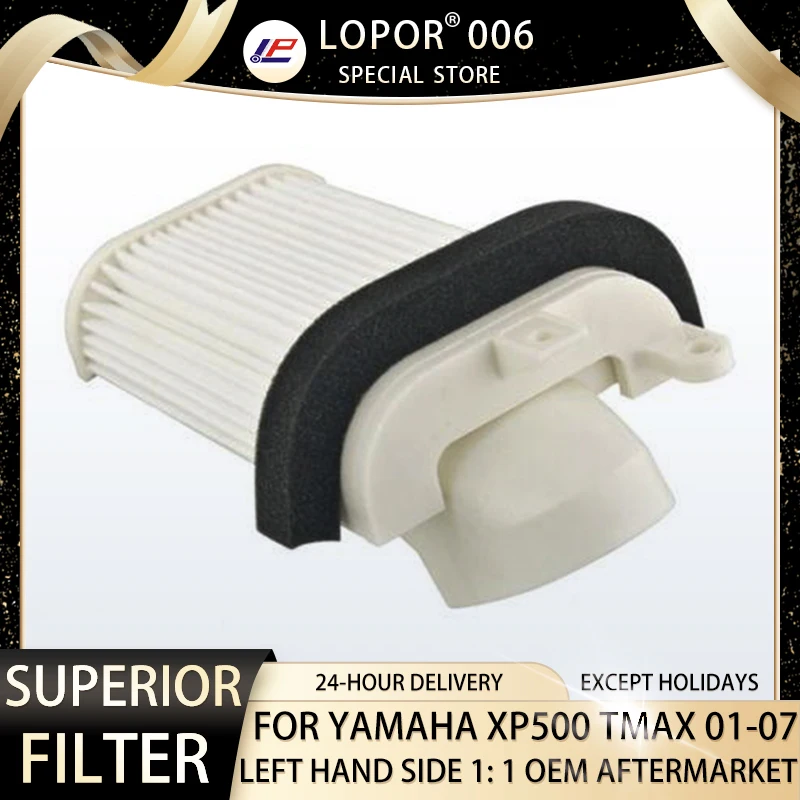 

Lopor Left Hand Side Air Filter Motorcycle For Yamaha XP500 TMAX 5GJ,5VU,15B 01-07 XP T MAX 500 5GJ-15407-00 5GJ-15407-01