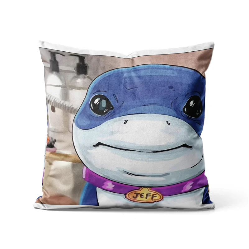 Gaslight Gatekeep Girlboss Jeff the Land Shark Throw Pillow Covers Cushion Cases Pillowcases 45cm x 45cm