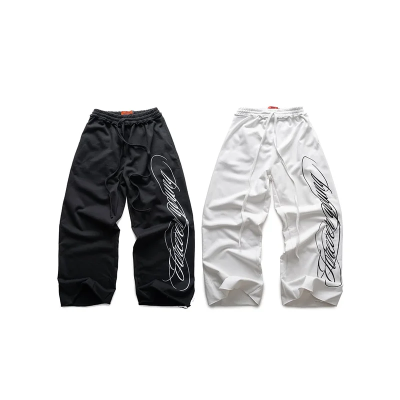 

Y2K Hip Hop Loose Pants Fashion Graffiti Style Letters Printing Design Casual Drawstring Sweatpants Men Women Comfort Streetwear