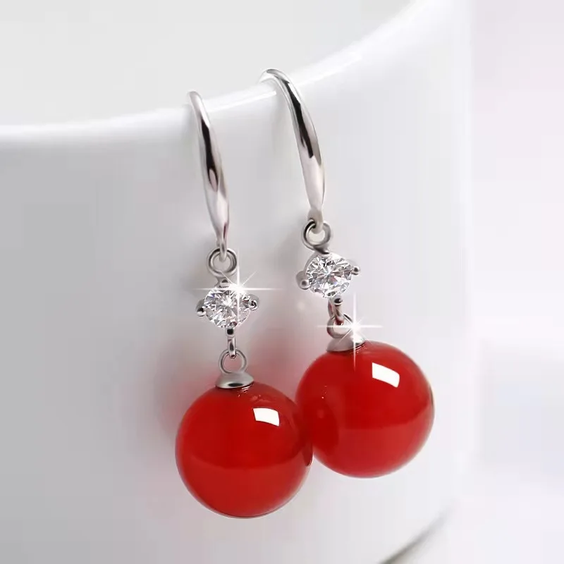 Noble temperament Vintage palace Colorful Agate earrings Pearl 18K Gold 925 Sterling Silver Stud Earrings for Women Fine Jewelry