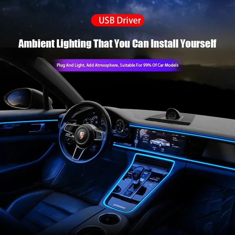 

Hot Sale 1/3/5M Car Interior Lighting LED Strip Decoration Garland Wire Rope Tube Line Flexible Neon Lights With USB Drive