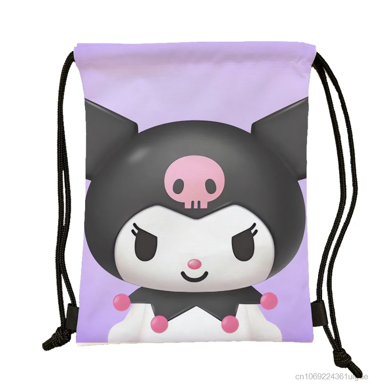 Sanrio Cartoon Cute Drawstring Pouch Hello Kitty Kuromi Melody Aesthetic Storage Bag Y2k Outdoor Portable Backpack New Tote Bags