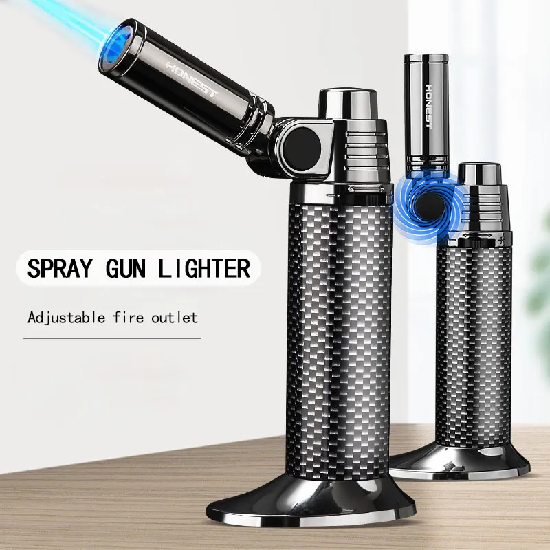 HONEST Pistolet de brûlage à flamme bleue, avec réglage de la taille de la flamme, angle de buse réglable, base allongée et outil d'allumage