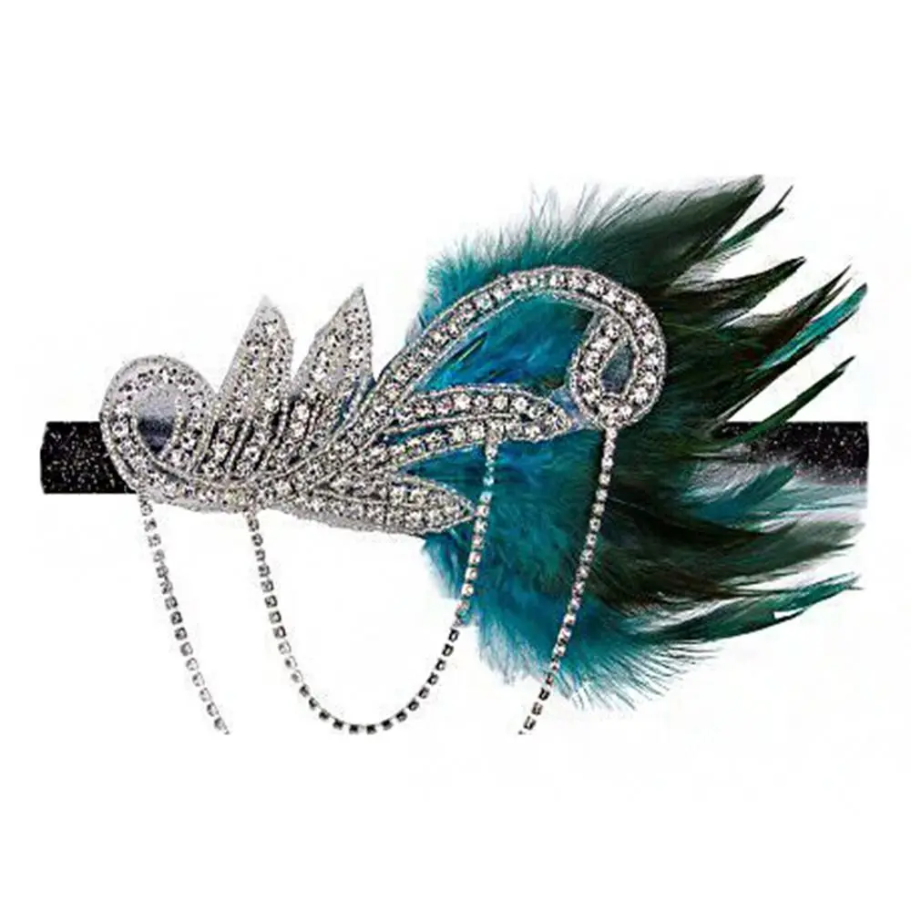 

Party Gatsby Cosplay Dress Headwear Masquerade Party Accessories Sequin Hair Feather Headwear Korean Style Headband