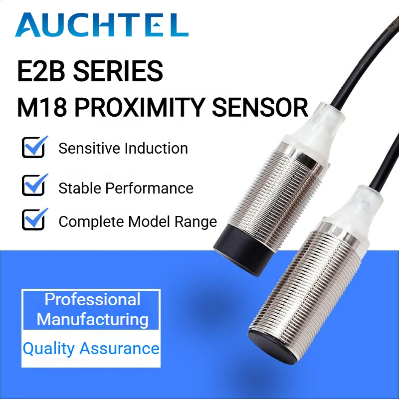 AUCHTEL E2B-M18KS-KN05/10/08/16-WZ-C1 Proximity Switch Sensor NPN/PNP 24V Detection Distance 8/10mm Metal Sensing Automation