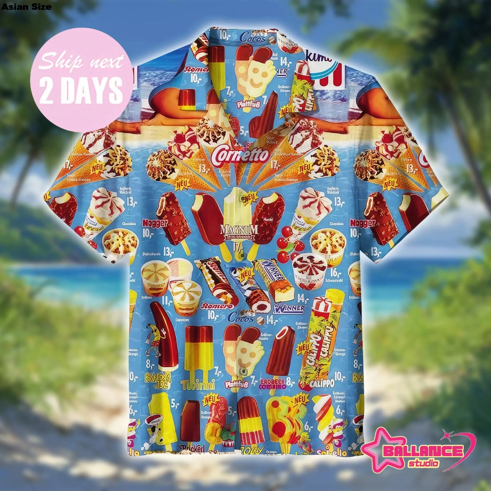 2025 Summer Men's Shirt Casual Short Sleeve Ice Cream Beer Burgers Pattern Print 3d Hawaii Shirt Male Clothing Beach Trip Shirts