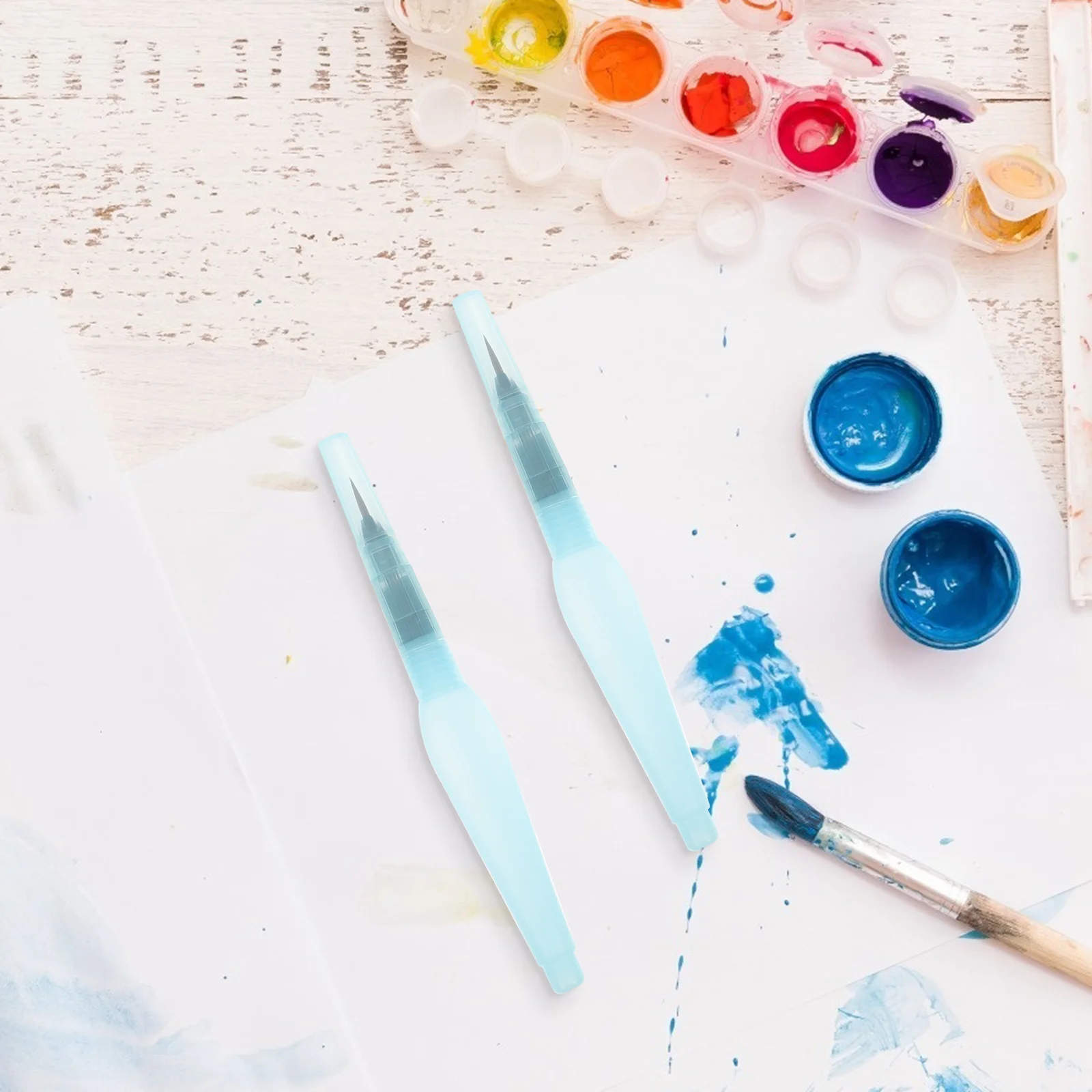 6 قطعة أقلام ملونة فرشاة ألوان مائية أقلام للرسم ملحق إعادة الملء الحبر التحكم في التدفق أداة الرسم لوازم الفن #2