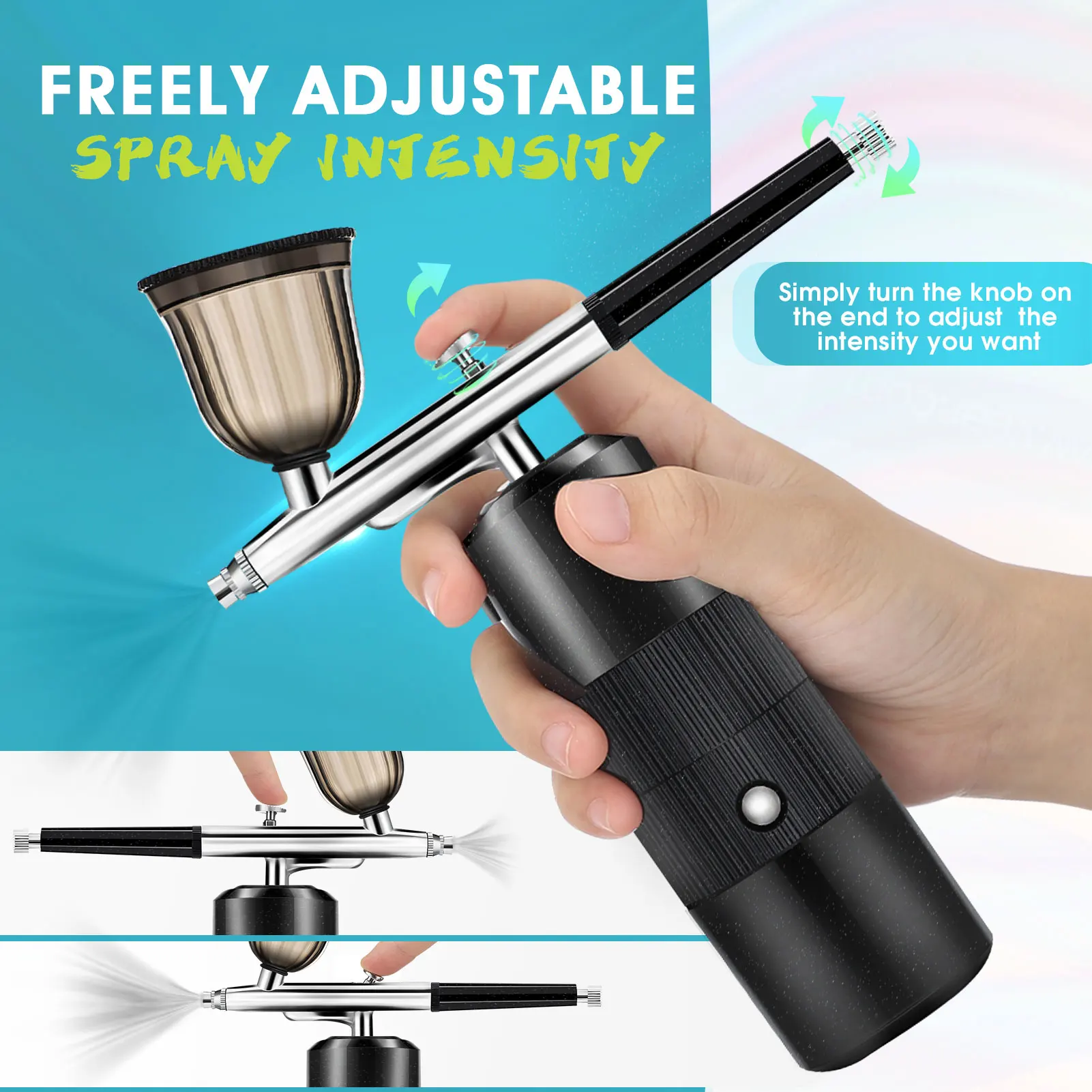 Handhold Nail Art Spray Gun Airbrush Nail Kit with Compressor Nail Art Cake Painting Portable Sprayer Gun for Nail Decor Makeup