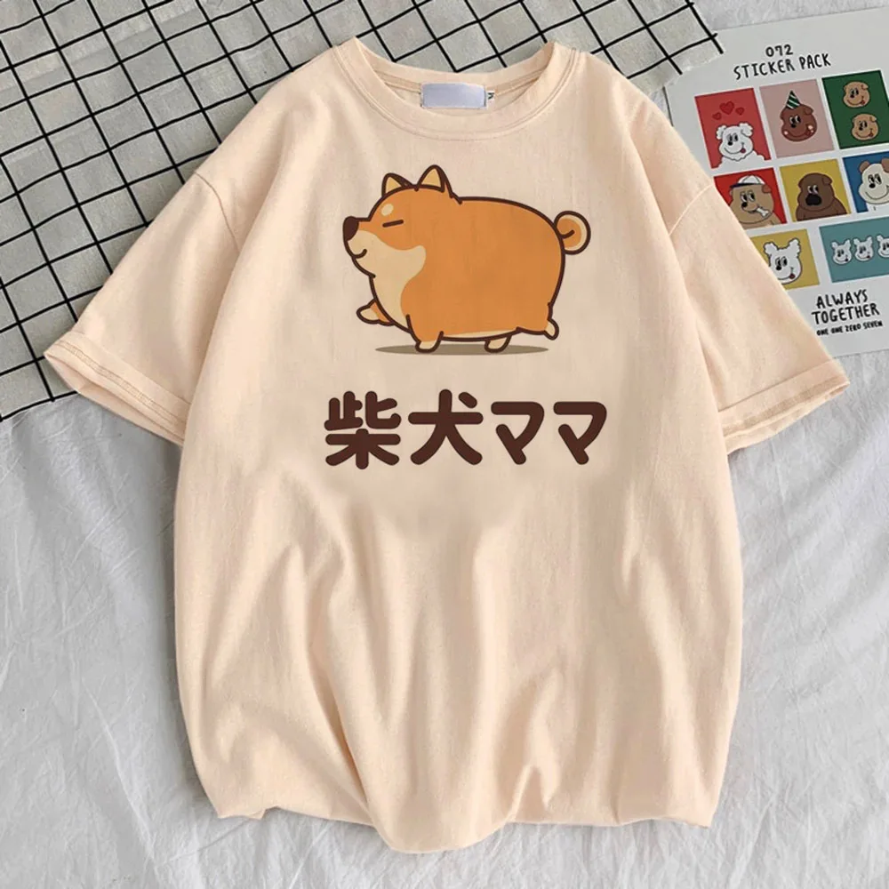 Shiba Inu t shirt female Psychedelic hip hop korean clothes Classic top tees Pastel Vintage 2000s streetwear Punk aesthetic
