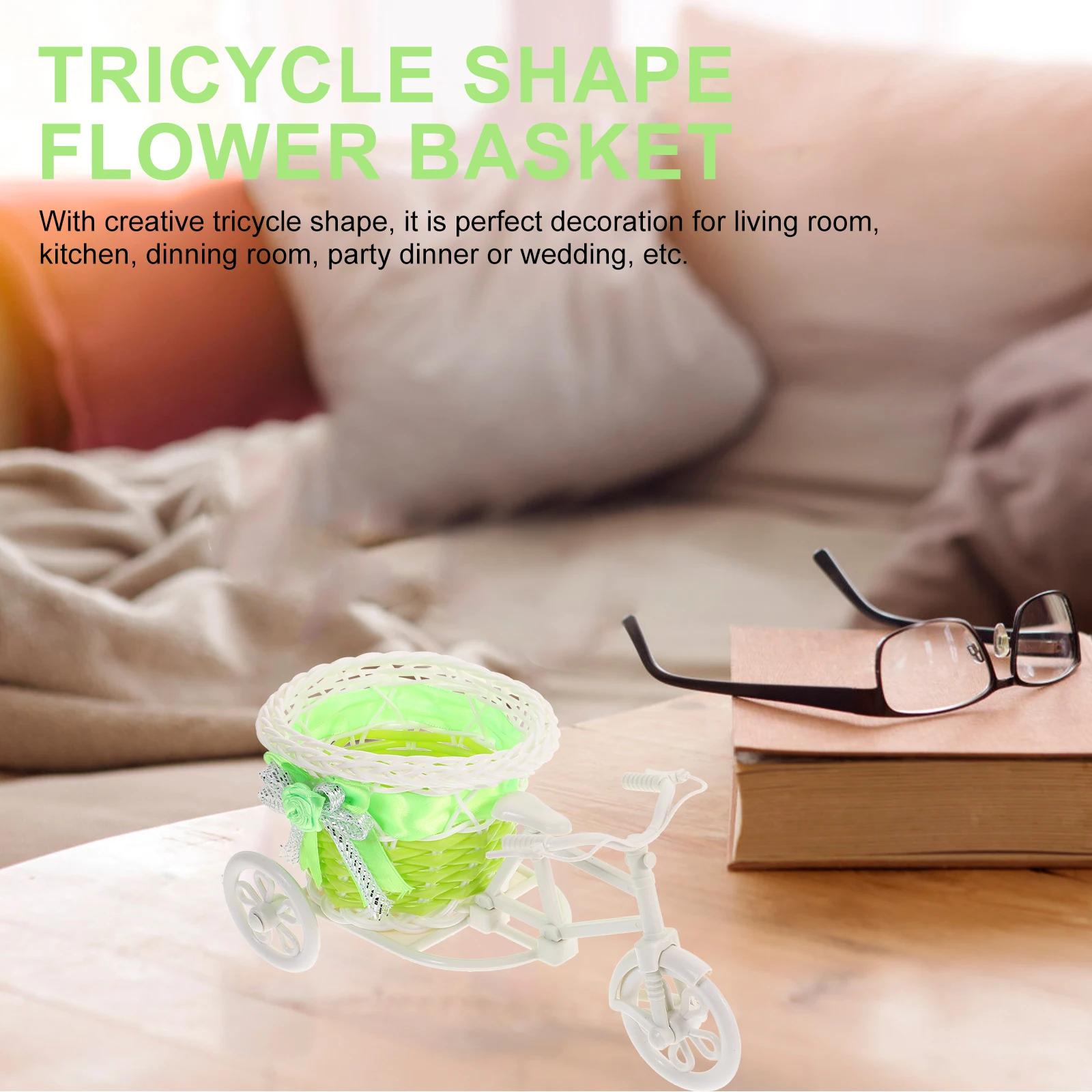 

3PCS Rattan Basket Bike Shaped Storage Vintage Home Decor Garden Iron Vase Bike Shaped Flower Basket Planter Container