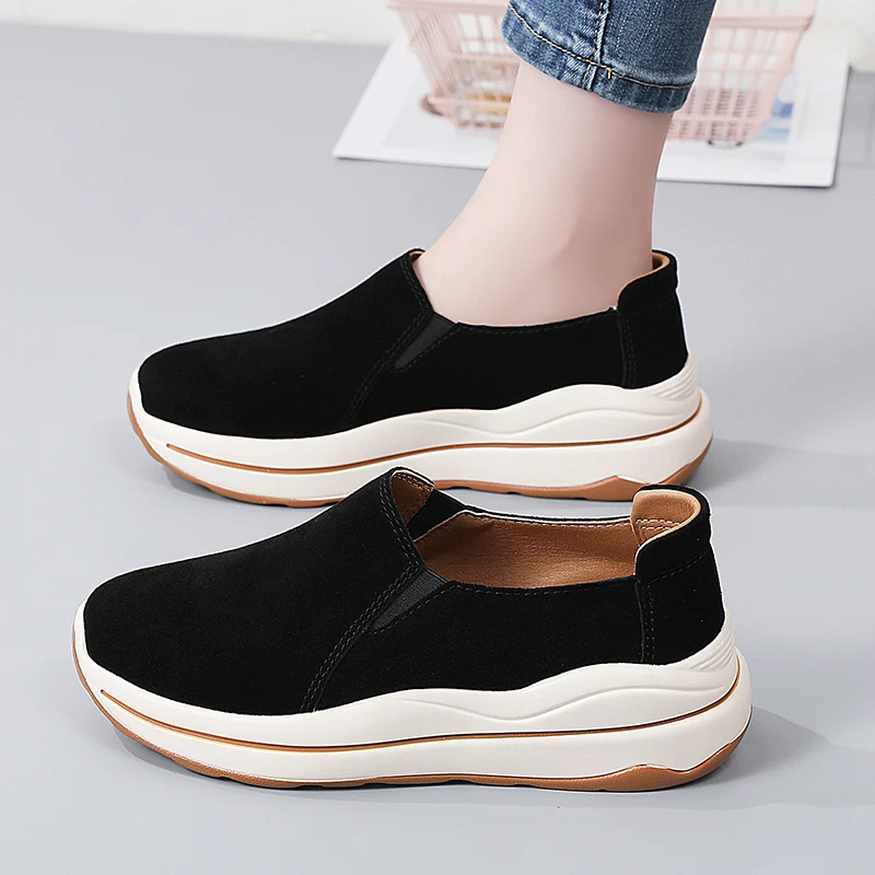 النساء جلد الغزال حذاء كاجوال مريح الإناث المتسكعون عدم الانزلاق المشي أحذية رياضية تنفس الشقق أحذية قيادة أحذية كسول #2