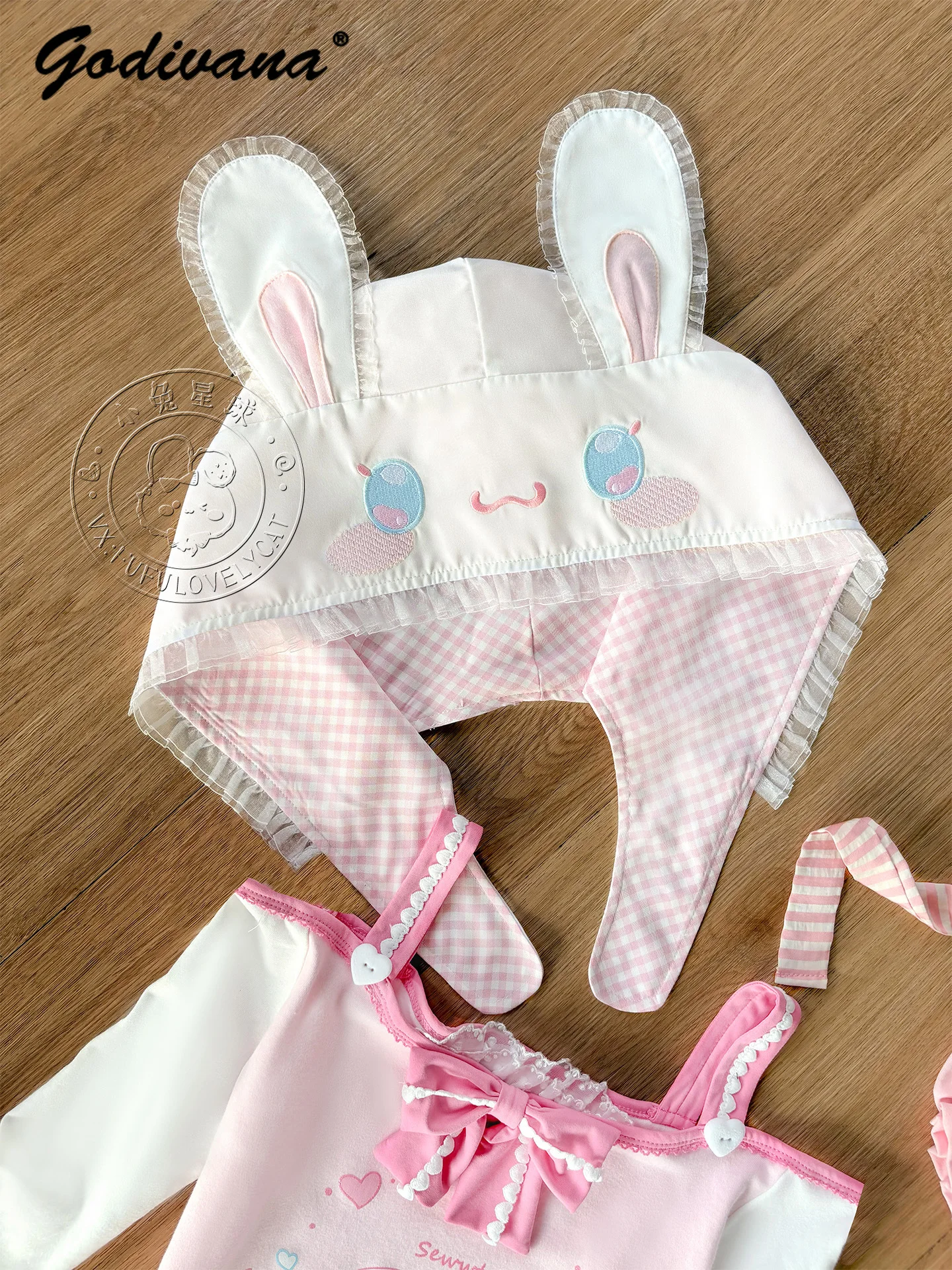 ابنة بنات لوليتا خارج الكتف فستان قصير Kawaii الكرتون طباعة انفصال هود سليم كم طويل تي شيرت فساتين