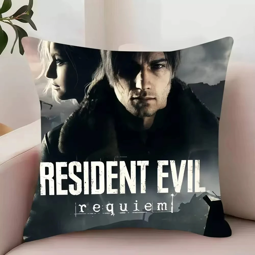 1pc Resident Evil Leon Kennedy Print Pillow Case, Soft Polyester Double-Sided Cushion Cover for Home Living Room & Car Interior