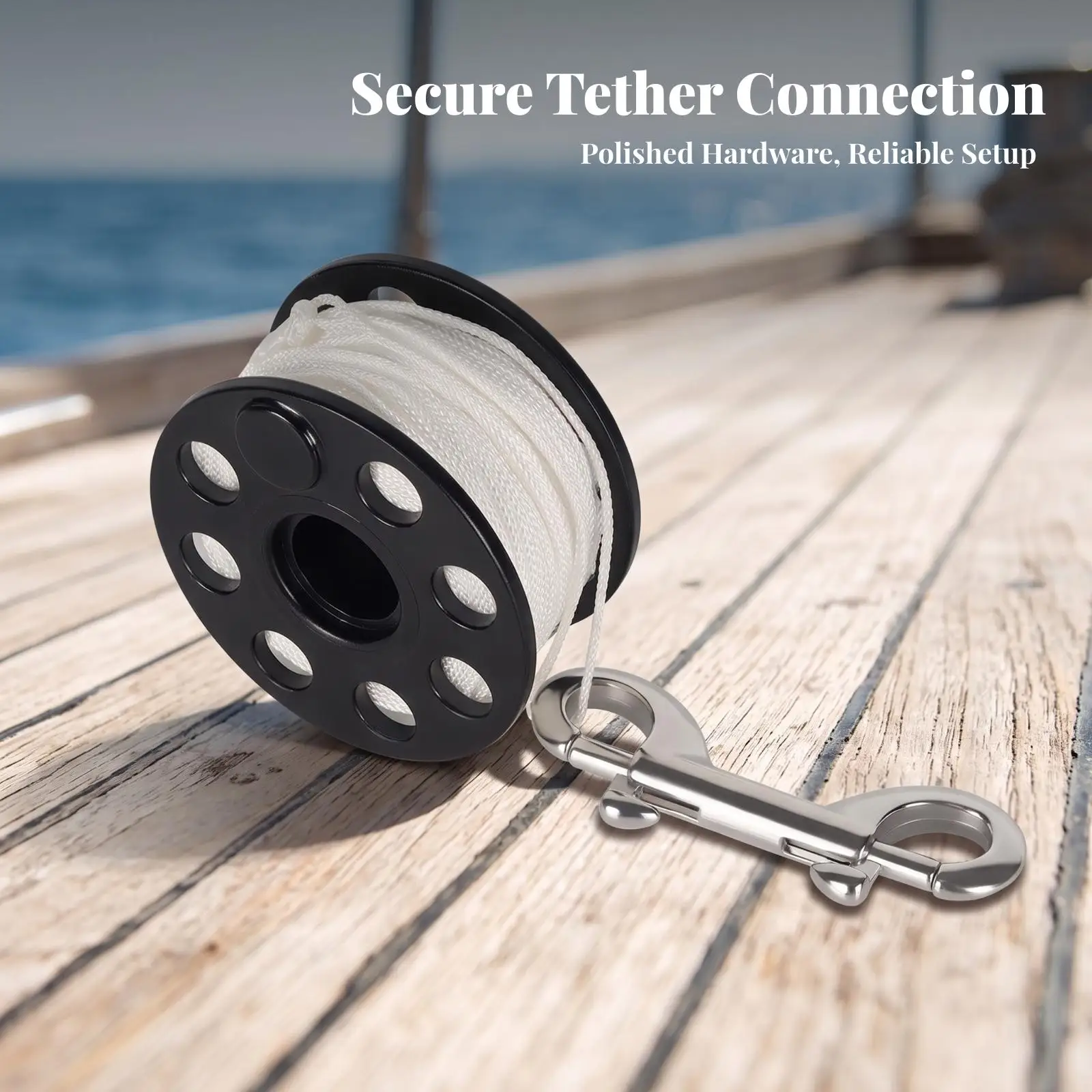 Picture 4: Compact Underwater Diving Spool with Stainless Clip and White Braided Line for Divers