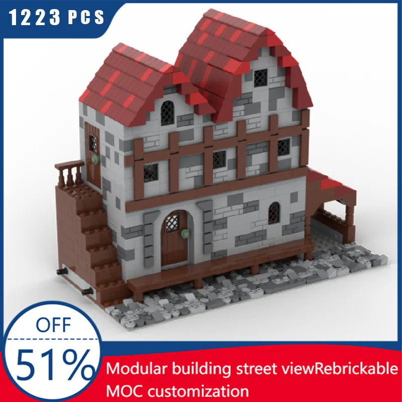 

1223 PCS Moc Medieval Fortress Model Building Luxury Houses Model Architecture Block DIY Kids Assembly Bricks Popular Toys Gift