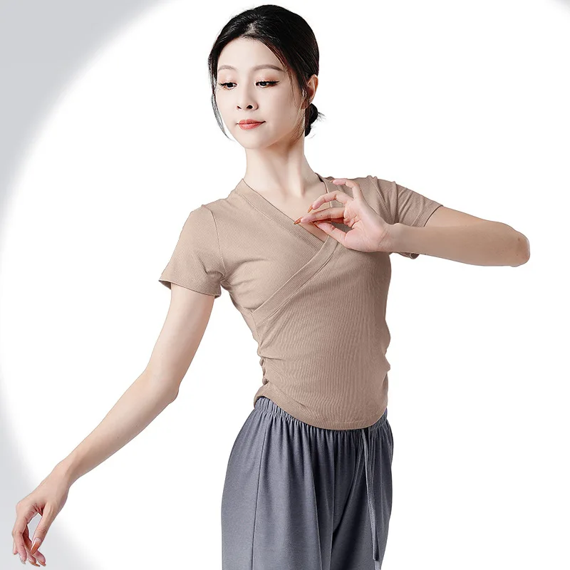 New Dance Practice Clothes Modern Dance Costume Art Examination Body Clothing Women's Classical Dance Top Thread Knitted Long Sl