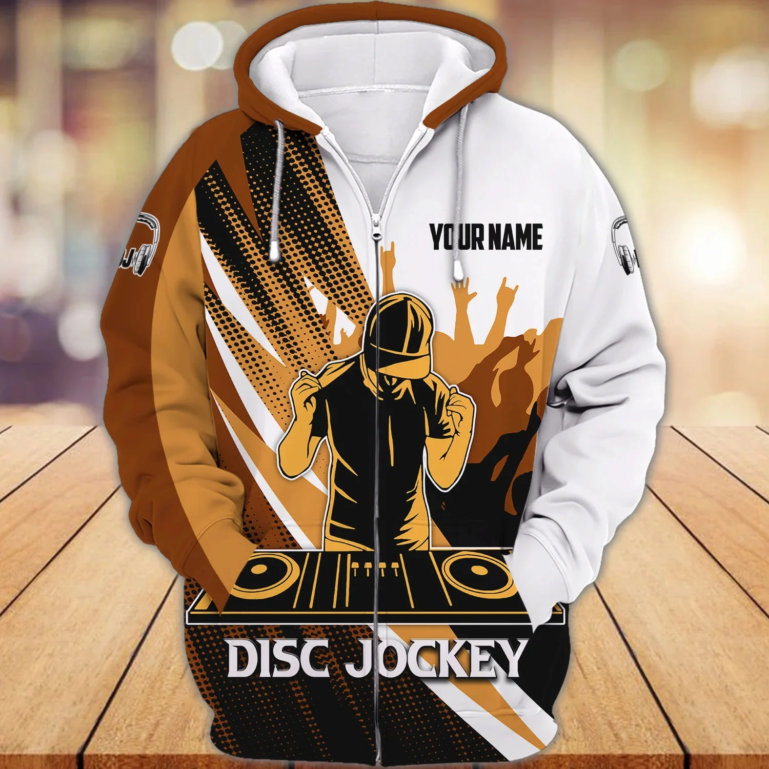 PLstar Cosmos Disc Jockey Custom Name 3D Printed Fashion Men's Hoodies & Sweatshirt Autumn Unisex Casual Zip Hoodie TDD235