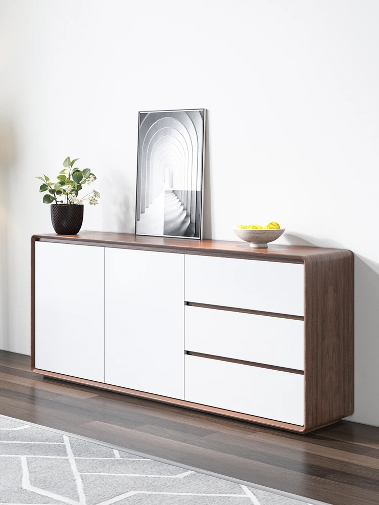 Nordic sideboard modern minimalist walnut white wall facing restaurant storage and storage with solid wood entrance