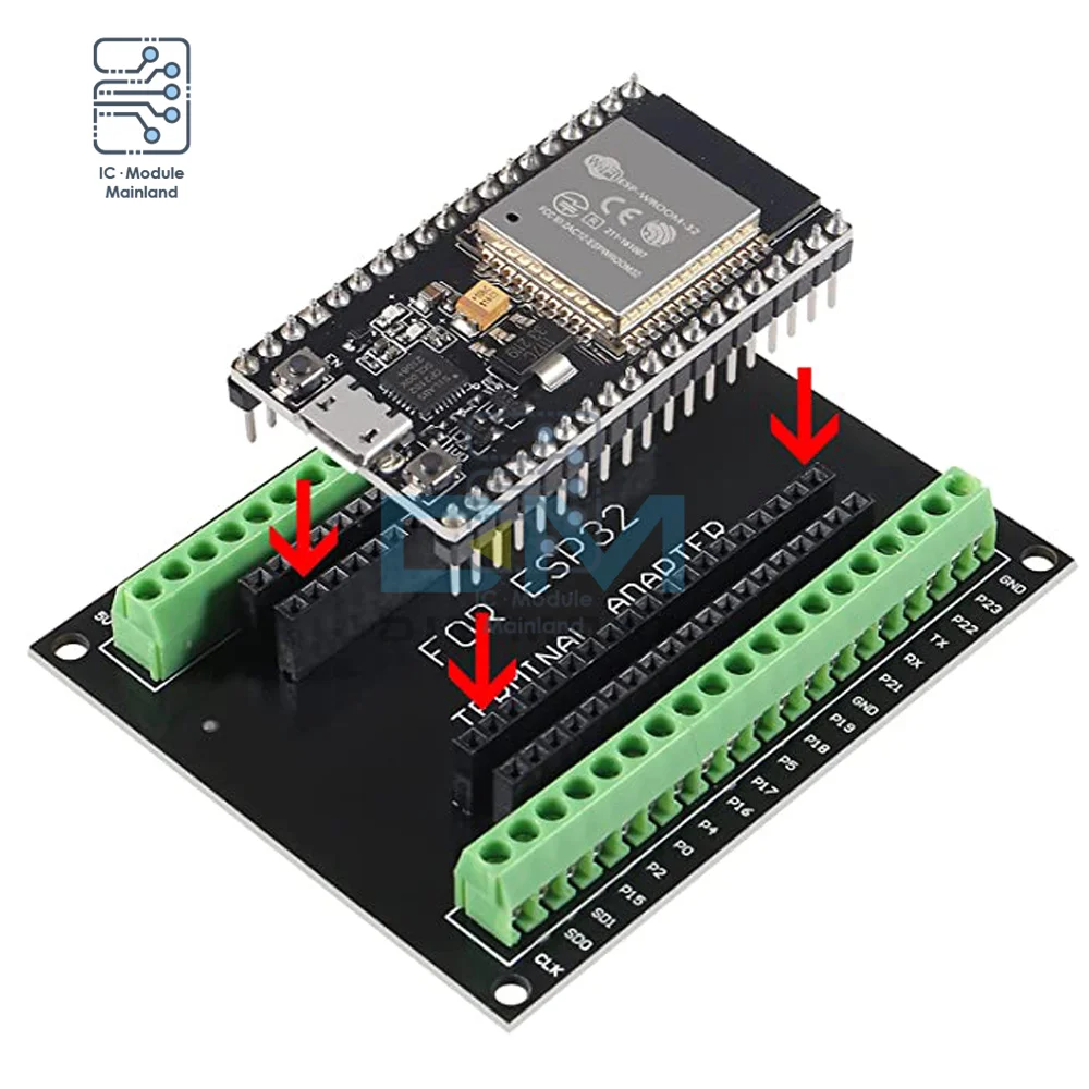 Expansion Board Compatible with ESP32 WiFi Bluetooth Development Board NodeMCU-32S Lua 38Pin GPIO Expansion Board for Arduino